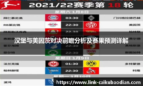 汉堡与美因茨对决前瞻分析及赛果预测详解